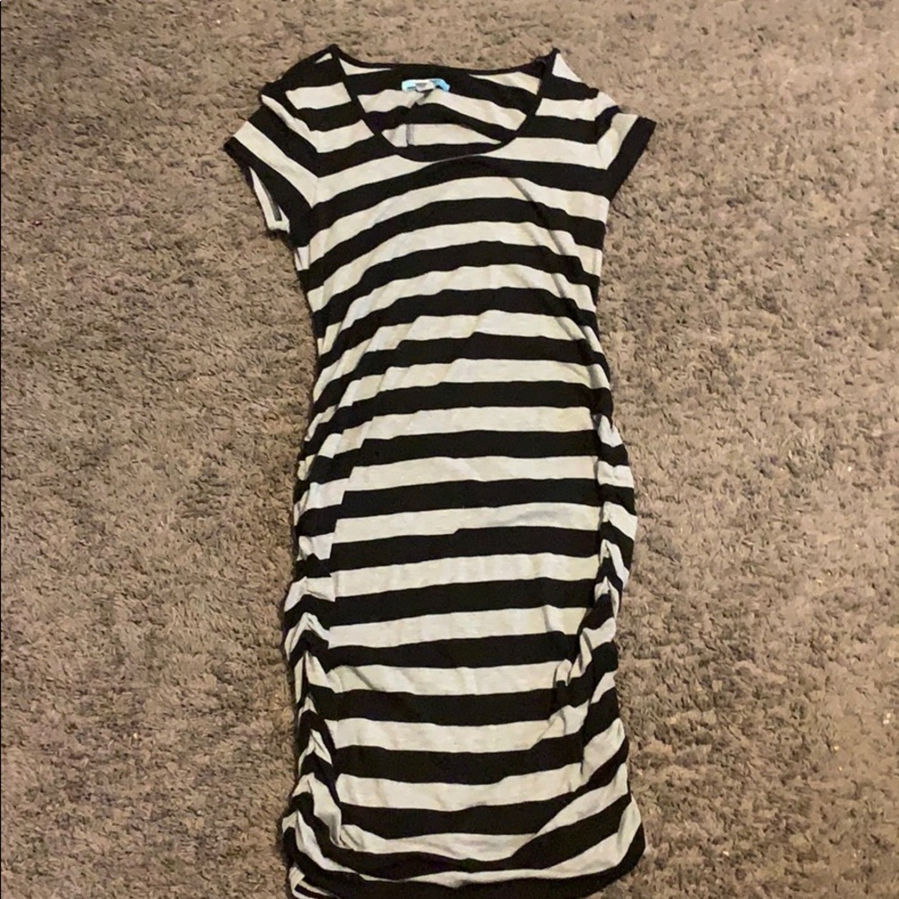 A tight fitting striped dress